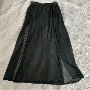 PrettyLittleThing black sheer maxi skirt.